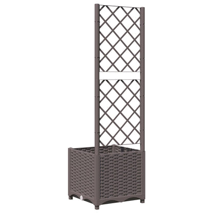 Garden Planter with Trellis Brown 40x40x136 cm PP