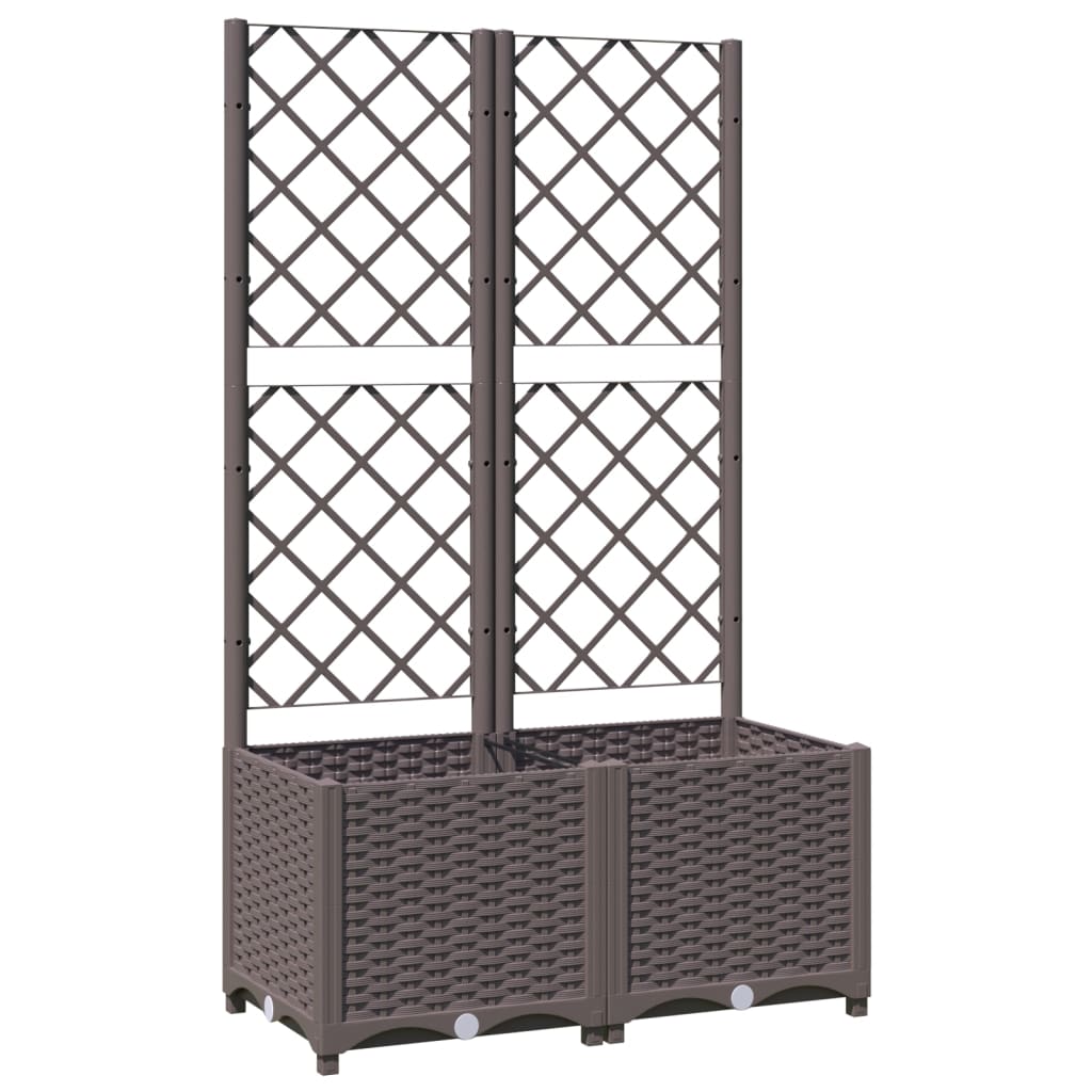 Garden Planter with Trellis Brown 80x40x136 cm PP