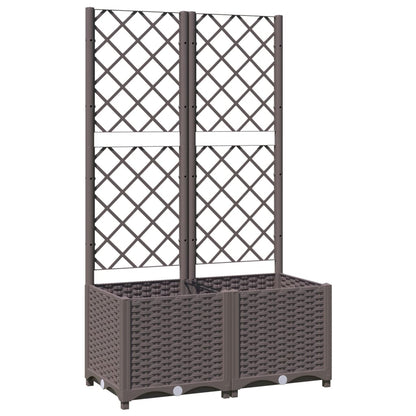 Garden Planter with Trellis Brown 80x40x136 cm PP