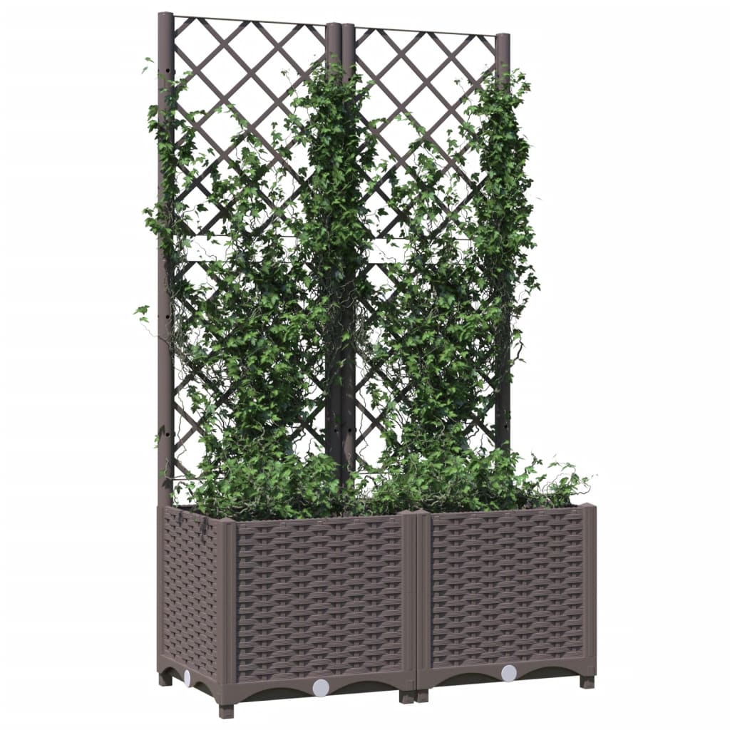 Garden Planter with Trellis Brown 80x40x136 cm PP