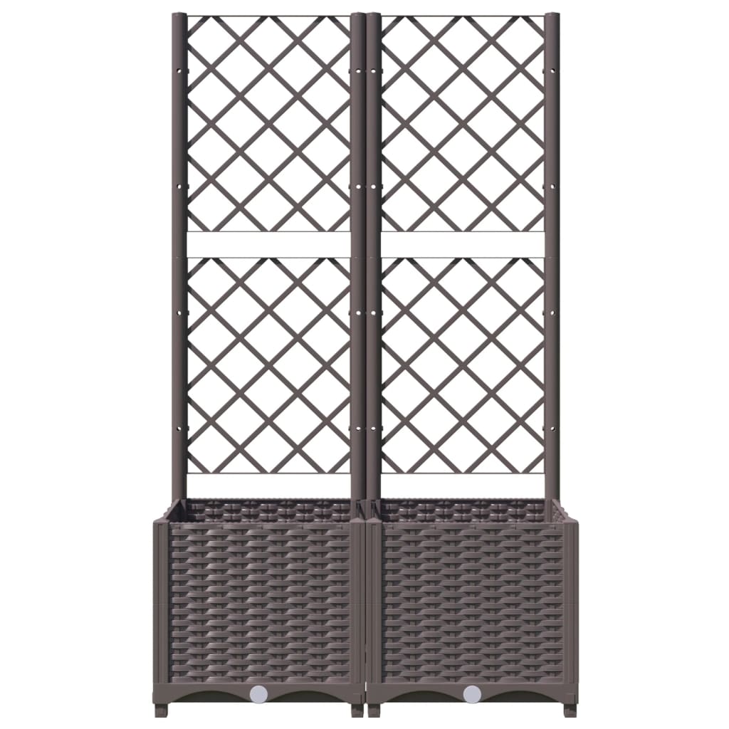 Garden Planter with Trellis Brown 80x40x136 cm PP