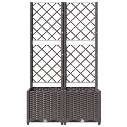 Garden Planter with Trellis Brown 80x40x136 cm PP