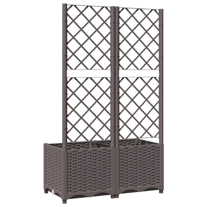 Garden Planter with Trellis Brown 80x40x136 cm PP