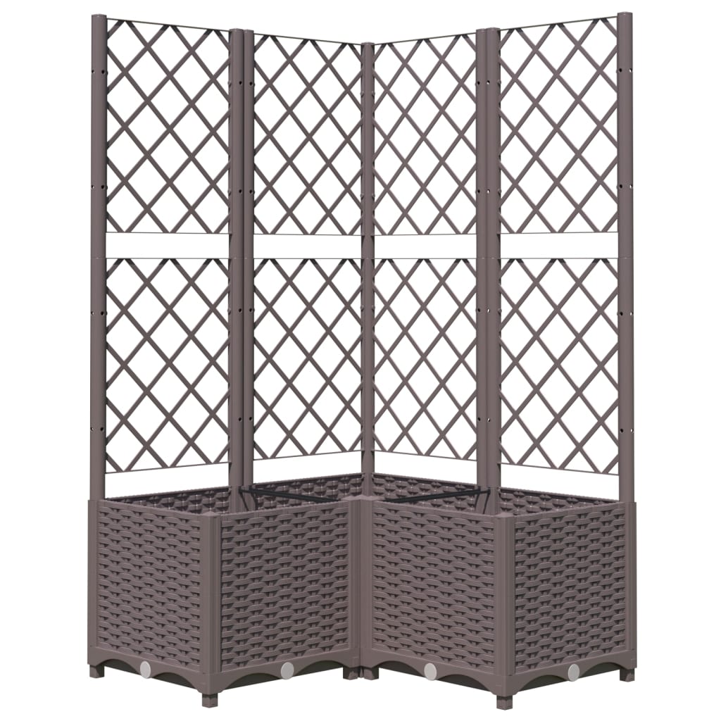 Garden Planter with Trellis Brown 80x80x136 cm PP