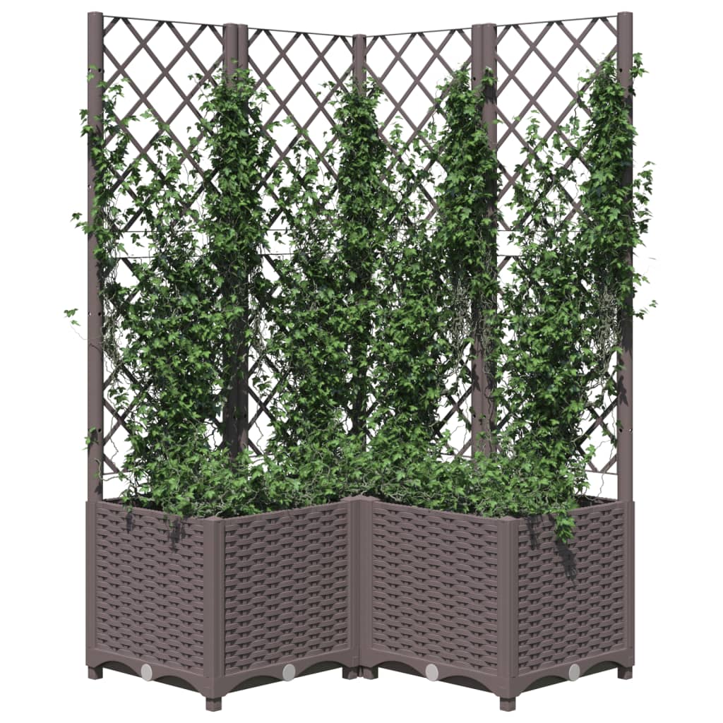 Garden Planter with Trellis Brown 80x80x136 cm PP