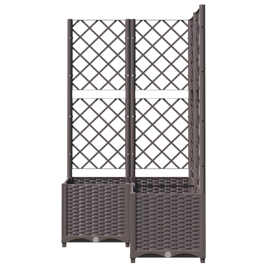 Garden Planter with Trellis Brown 80x80x136 cm PP