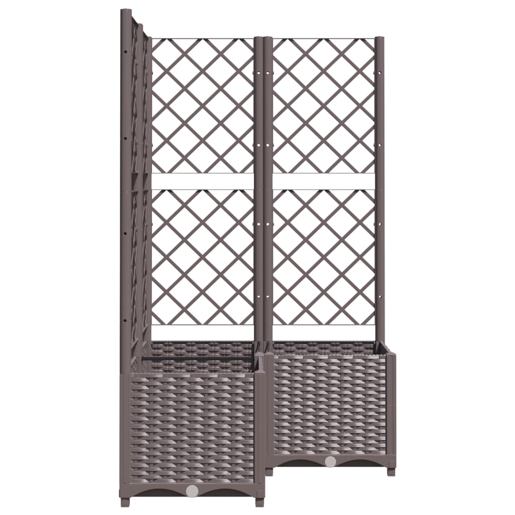 Garden Planter with Trellis Brown 80x80x136 cm PP