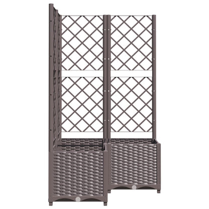 Garden Planter with Trellis Brown 80x80x136 cm PP