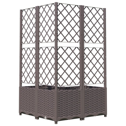 Garden Planter with Trellis Brown 80x80x136 cm PP