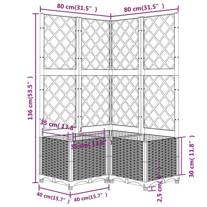 Garden Planter with Trellis Brown 80x80x136 cm PP