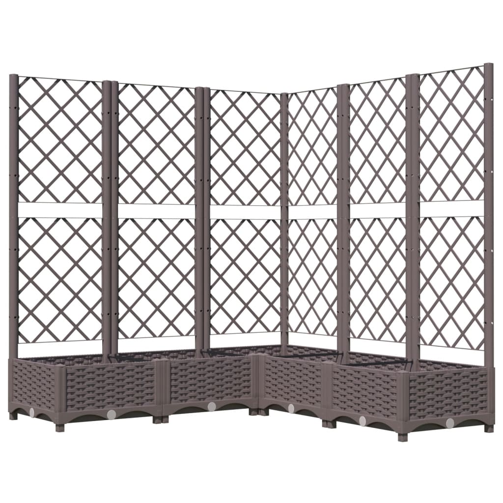 Garden Planter with Trellis Brown 120x120x121.5 cm PP