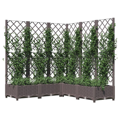 Garden Planter with Trellis Brown 120x120x121.5 cm PP