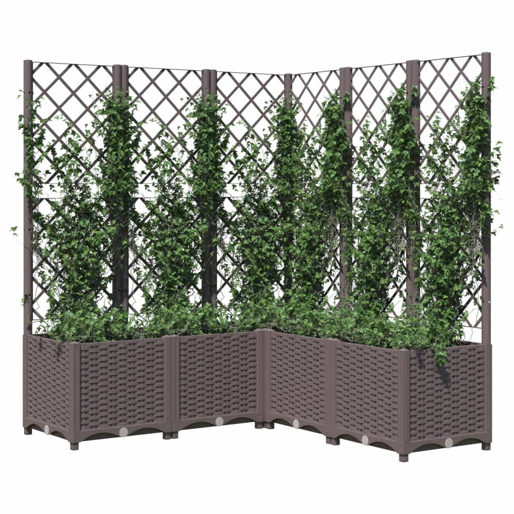 Garden Planter with Trellis Brown 120x120x136 cm PP