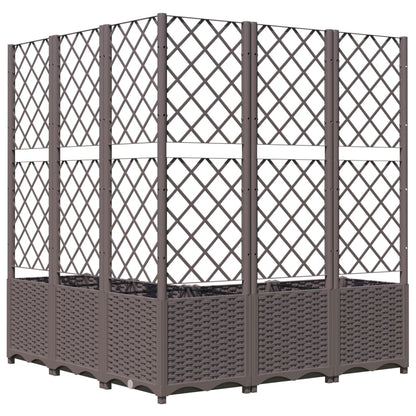 Garden Planter with Trellis Brown 120x120x136 cm PP