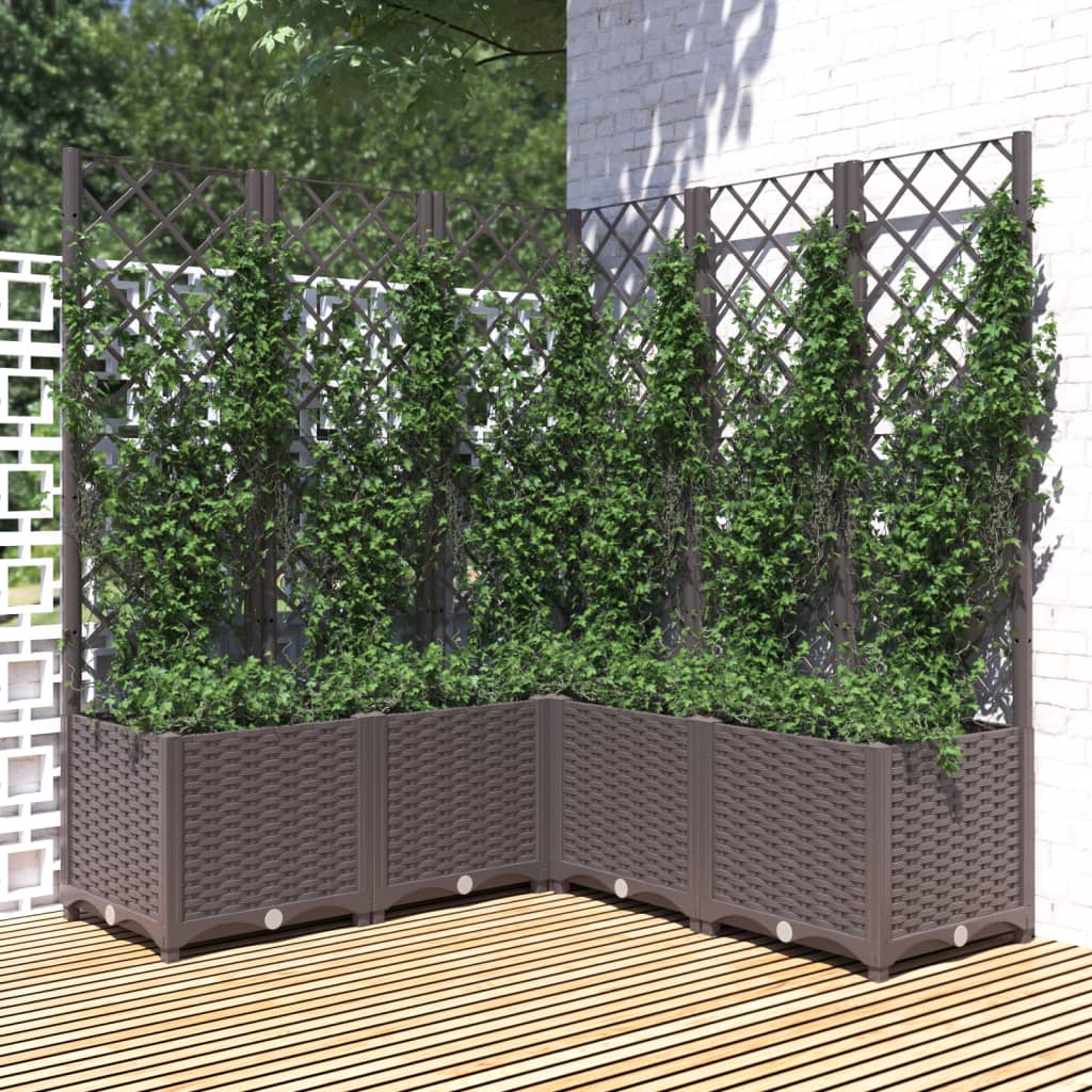 Garden Planter with Trellis Brown 120x120x136 cm PP