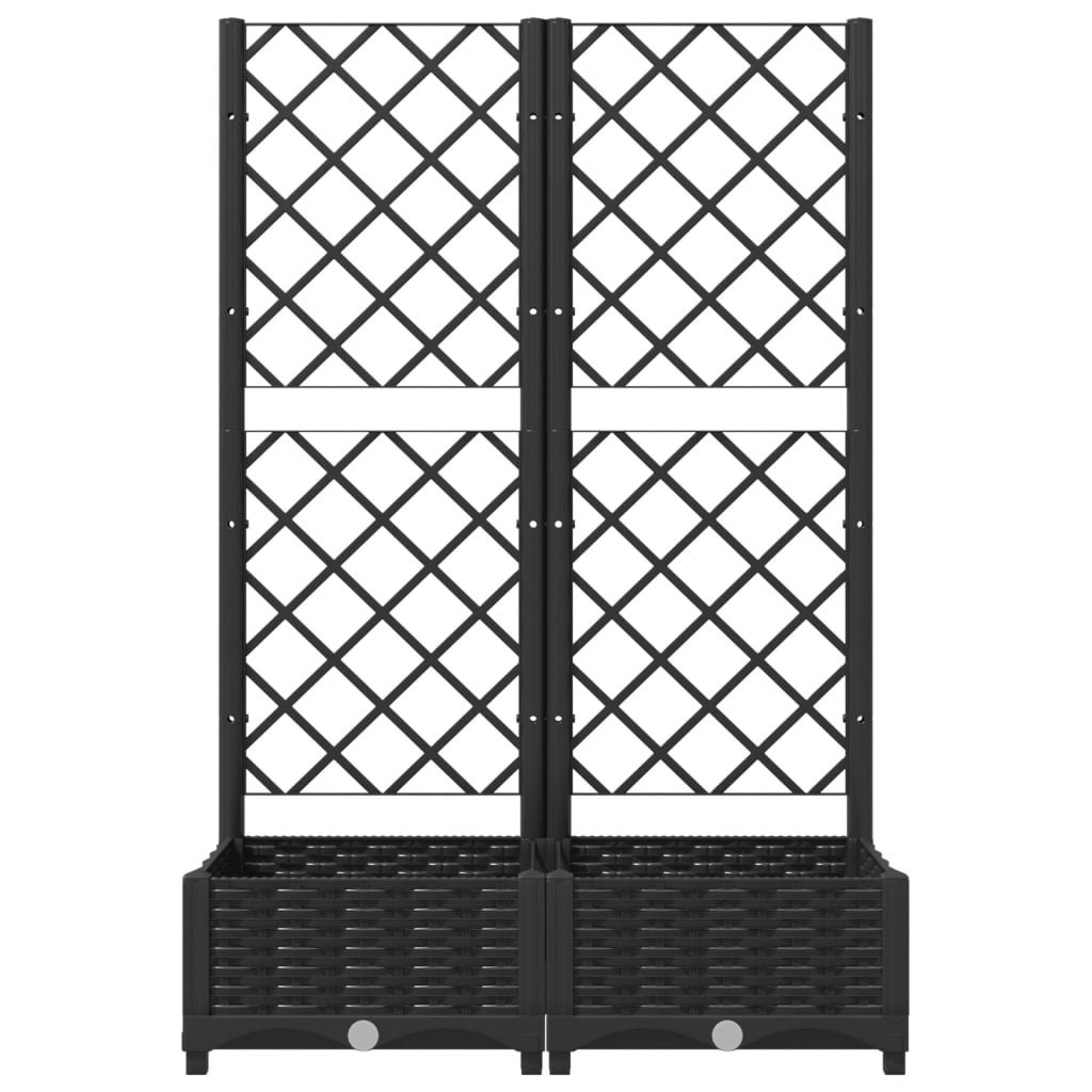 Garden Planter with Trellis Black 80x40x121.5 cm PP