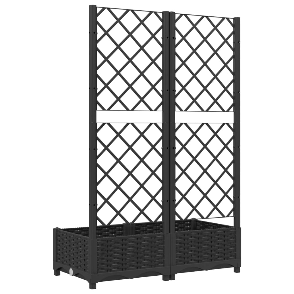 Garden Planter with Trellis Black 80x40x121.5 cm PP