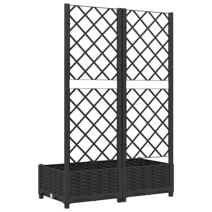 Garden Planter with Trellis Black 80x40x121.5 cm PP