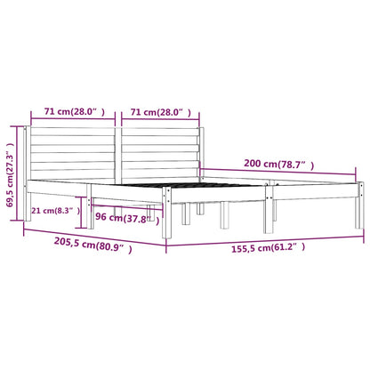 Bed Frame without Mattress 150x200cm White King Size