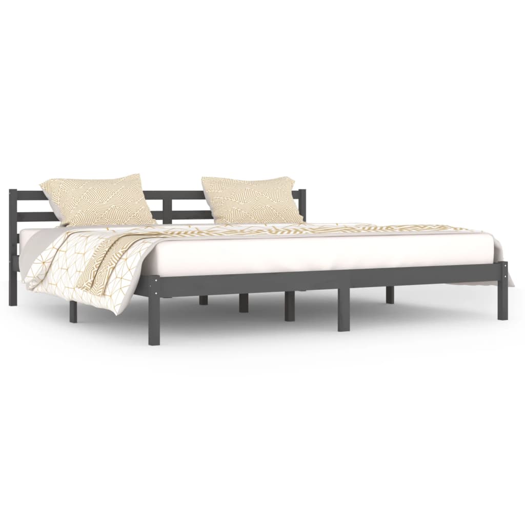 Bed Frame without Mattress Solid Wood Pine 200x200cm Grey