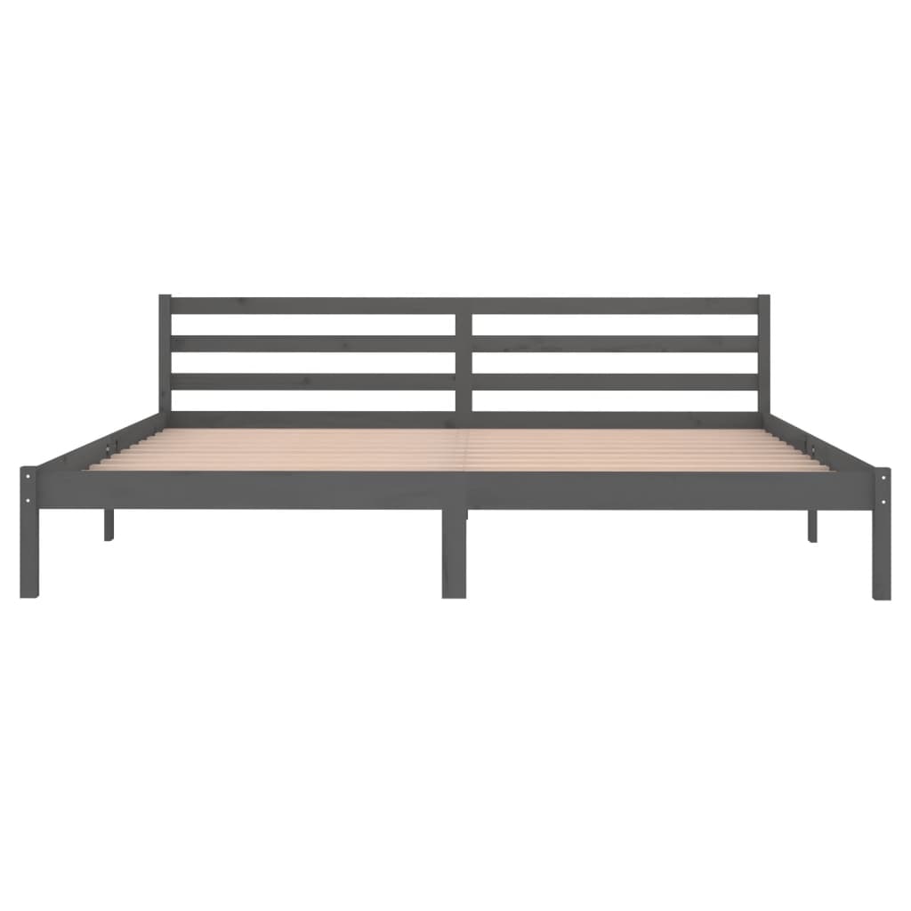 Bed Frame without Mattress Solid Wood Pine 200x200cm Grey