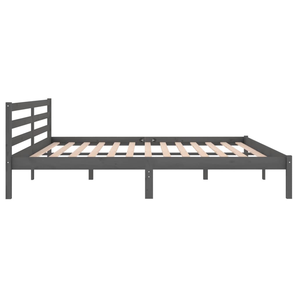 Bed Frame without Mattress Solid Wood Pine 200x200cm Grey