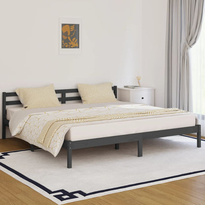 Bed Frame without Mattress Solid Wood Pine 200x200cm Grey