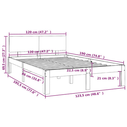 Bed Frame without Mattress White 120x190cm Small Double
