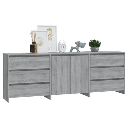 3 Piece Sideboard Grey Sonoma Engineered Wood