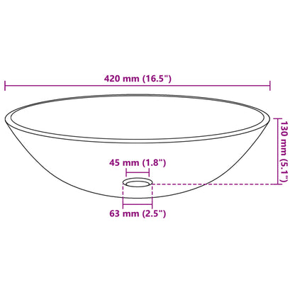 Bathroom Sink with Tap and Push Drain Frosted Tempered Glass