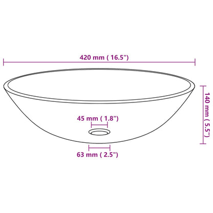 Bathroom Sink with Tap and Push Drain Frosted Tempered Glass