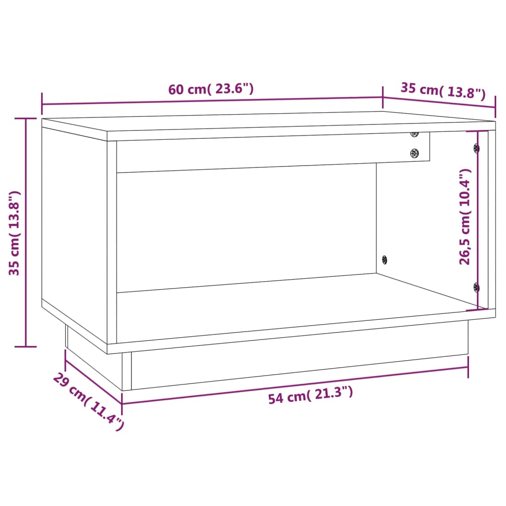 TV Cabinet Grey 60x35x35 cm Solid Wood Pine