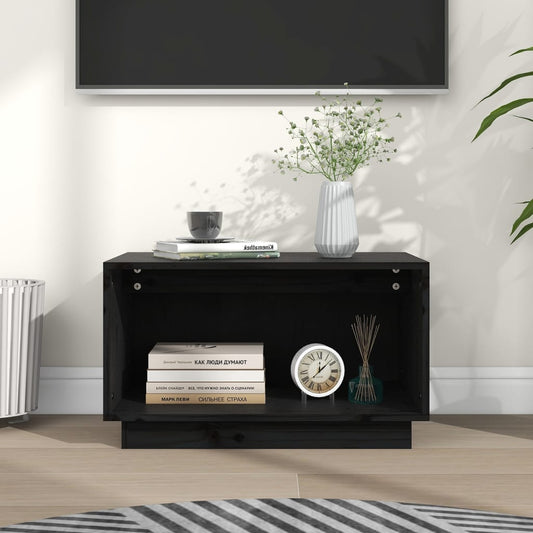 TV Cabinet Black 60x35x35 cm Solid Wood Pine