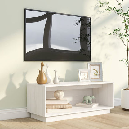 TV Cabinet White 90x35x35 cm Solid Wood Pine