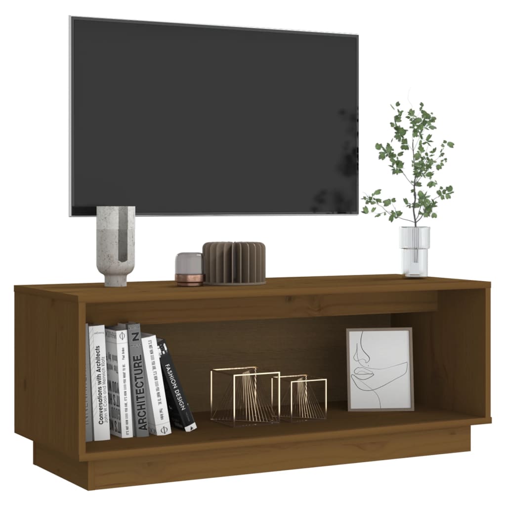 TV Cabinet Honey Brown 90x35x35 cm Solid Wood Pine