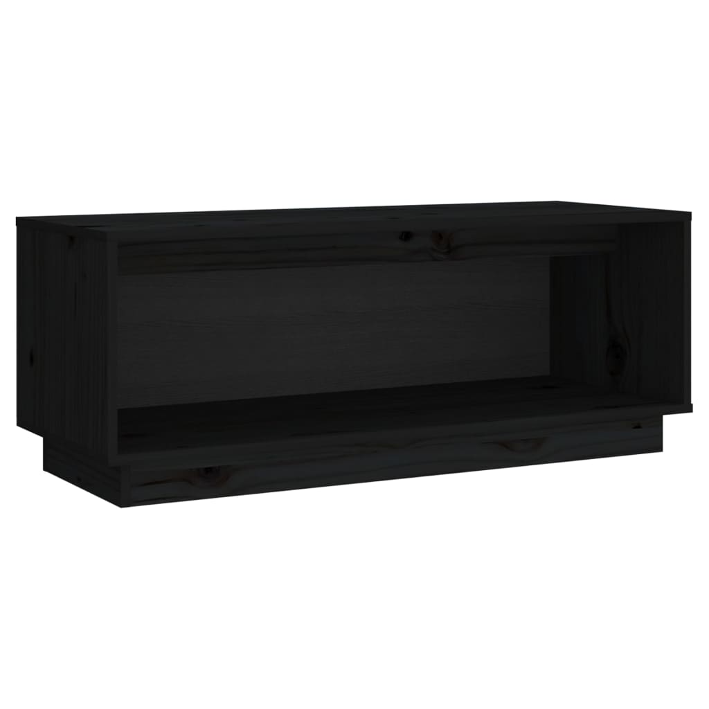 TV Cabinet Black 90x35x35 cm Solid Wood Pine