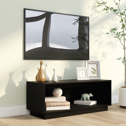 TV Cabinet Black 90x35x35 cm Solid Wood Pine