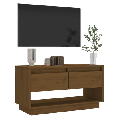 TV Cabinet Honey Brown 74x34x40 cm Solid Wood Pine