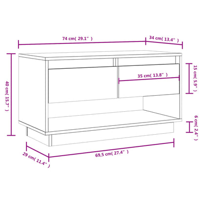 TV Cabinet Honey Brown 74x34x40 cm Solid Wood Pine