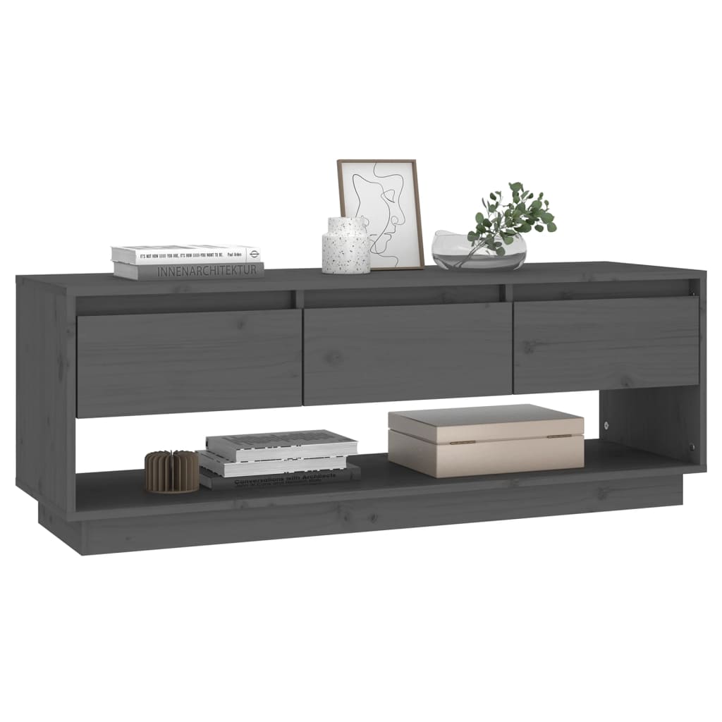 TV Cabinet Grey 110.5x34x40 cm Solid Wood Pine