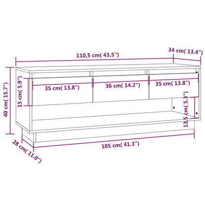 TV Cabinet Grey 110.5x34x40 cm Solid Wood Pine