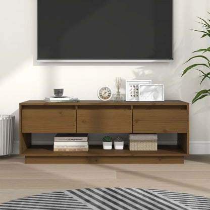 TV Cabinet Honey Brown 110.5x34x40 cm Solid Wood Pine