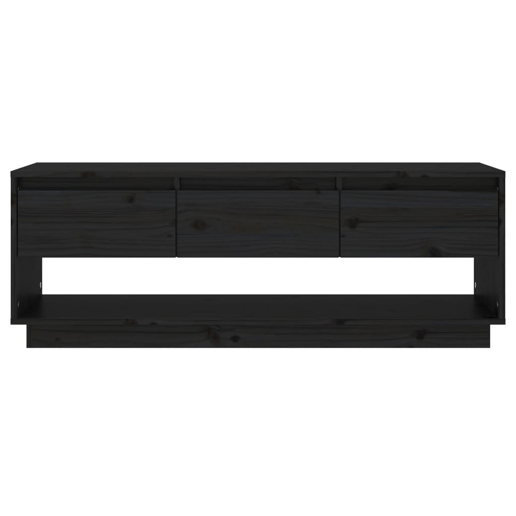 TV Cabinet Black 110.5x34x40 cm Solid Wood Pine