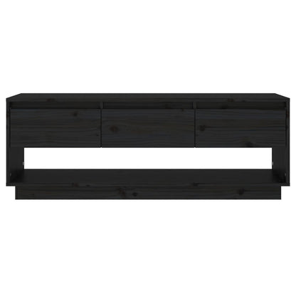 TV Cabinet Black 110.5x34x40 cm Solid Wood Pine