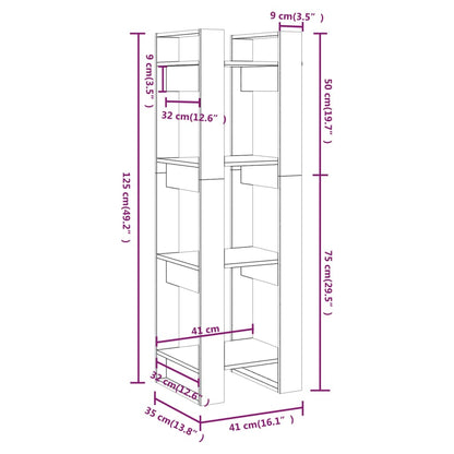 Book Cabinet/Room Divider Grey 41x35x125 cm Solid Wood Pine