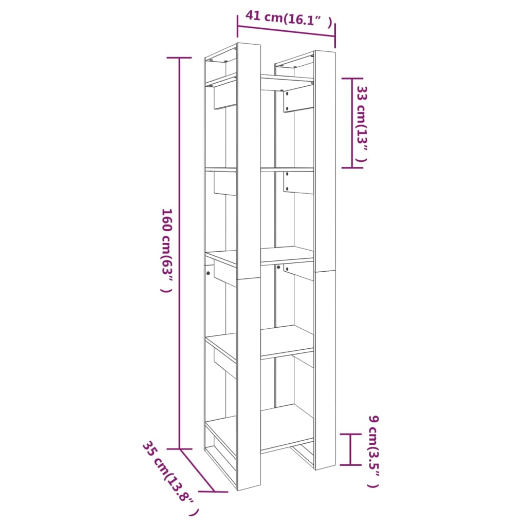 Book Cabinet/Room Divider White 41x35x160 cm Solid Wood Pine