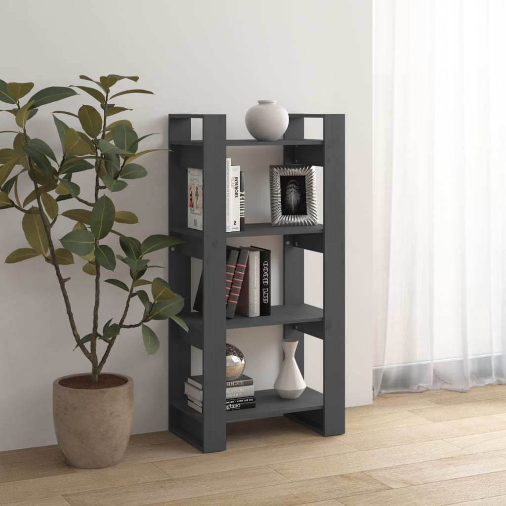 Book Cabinet/Room Divider Grey 60x35x125 cm Solid Wood