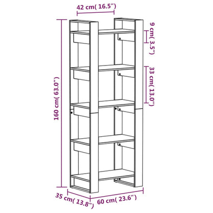 Book Cabinet/Room Divider Black 60x35x160 cm Solid Wood