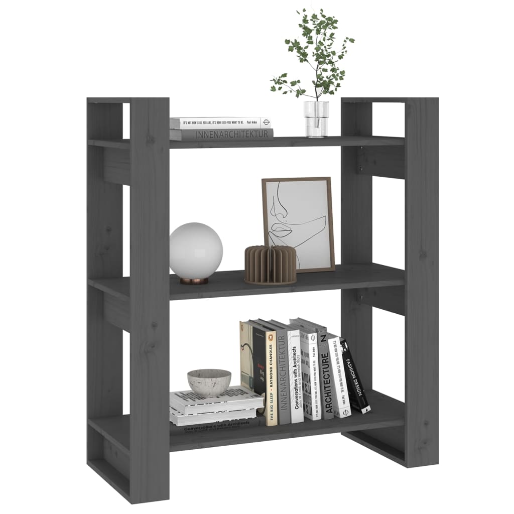 Book Cabinet/Room Divider Grey 80x35x91 cm Solid Wood Pine