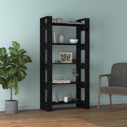 Book Cabinet/Room Divider Black 80x35x160 cm Solid Wood